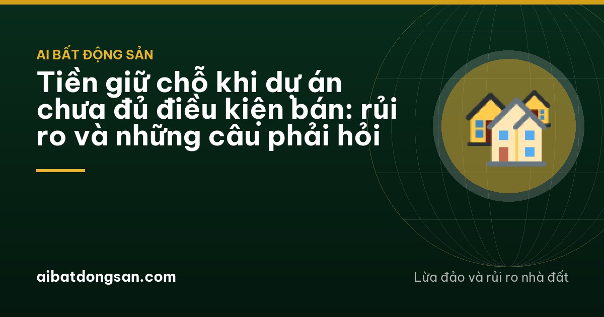 Tiền giữ chỗ khi dự án chưa đủ điều kiện bán: rủi ro và những câu phải hỏi